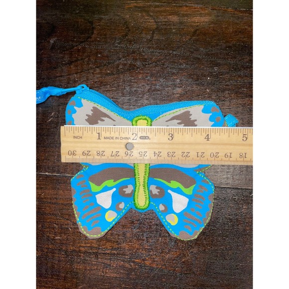 Rare Thirty-One Butterfly Clip On Icon Coin Purse Blue Brown Keychain - Picture 3 of 4